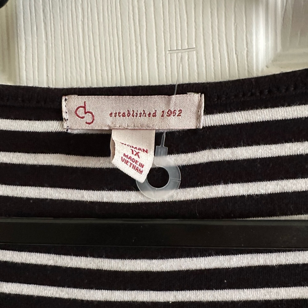 Dress Barn Established 1962 Size 1X Black And White Striped Shirt Lace Up Neck - Picture 6 of 6
